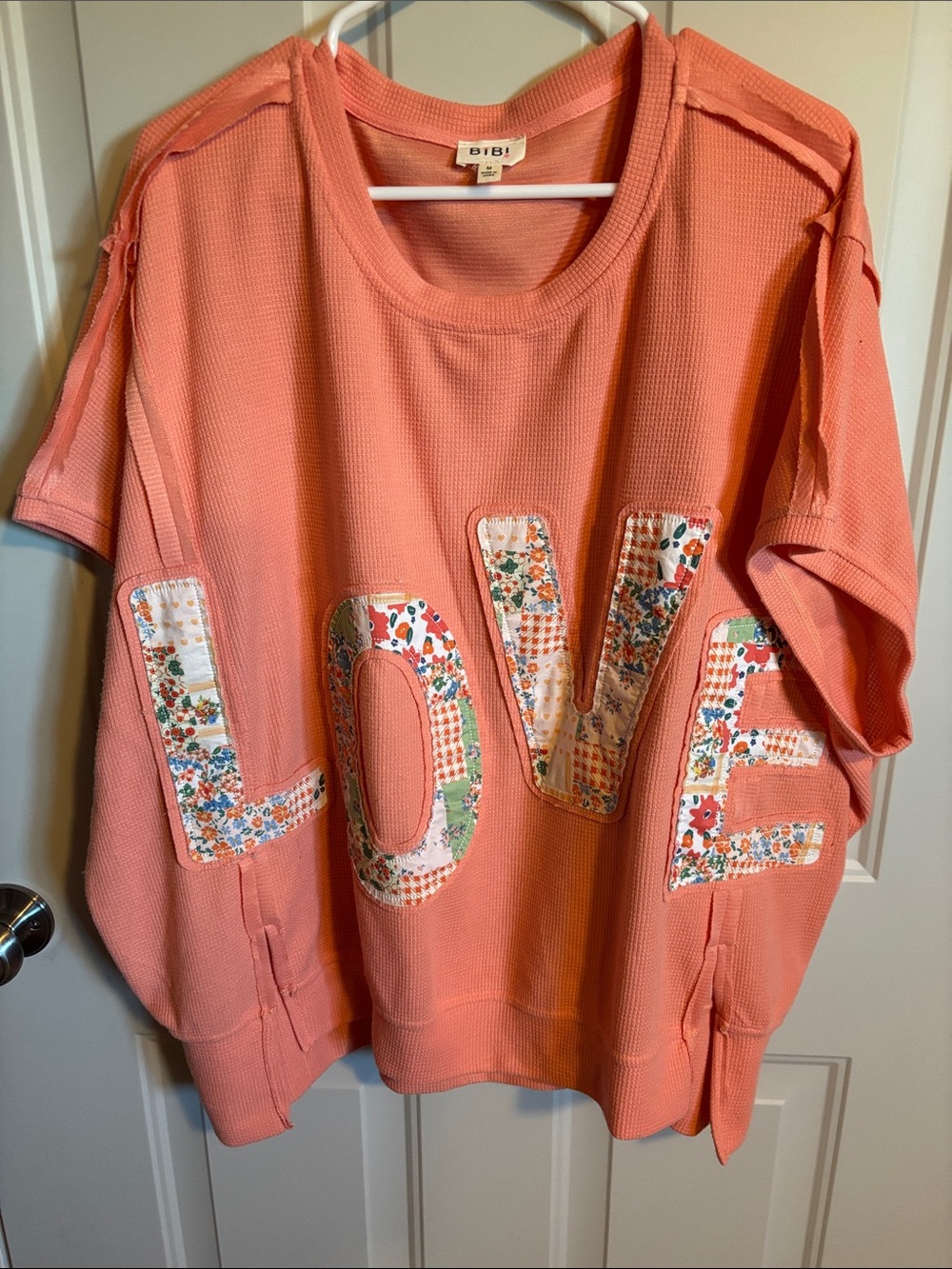 BiBi Coral Pink Ribbed Knit Top